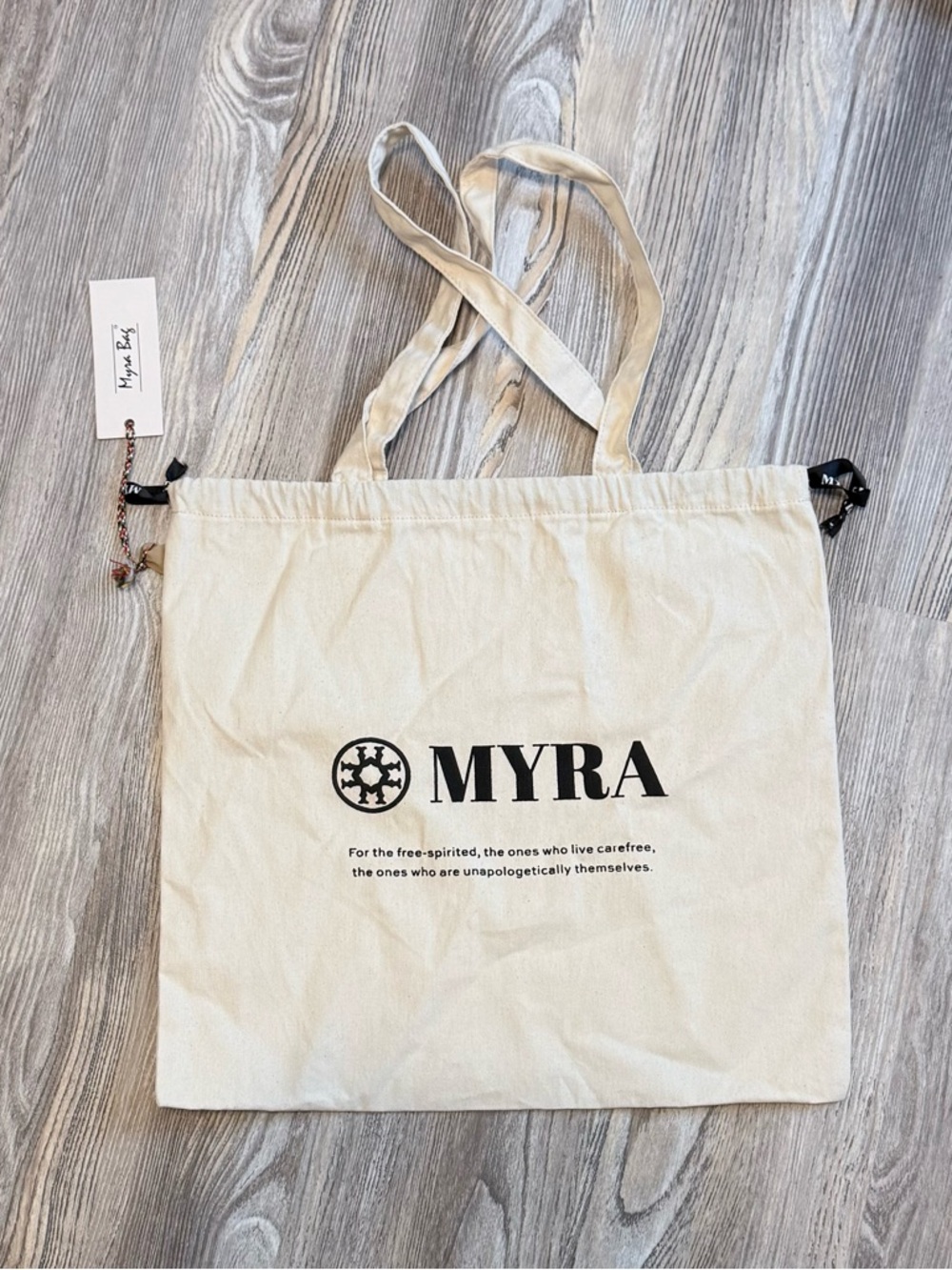 Myra Bag Cream Canvas Drawstring Tote